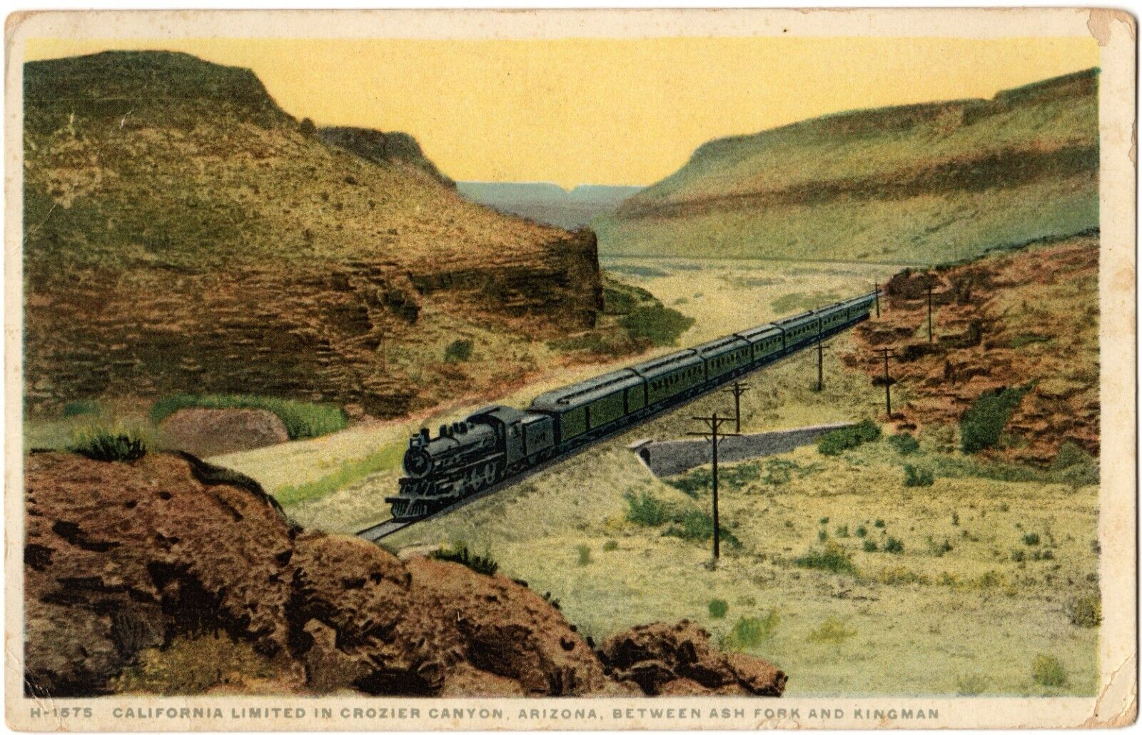 CROZIER CANYON, Ash Fork / Kingman AZ California Limited Train Arizona Postcard