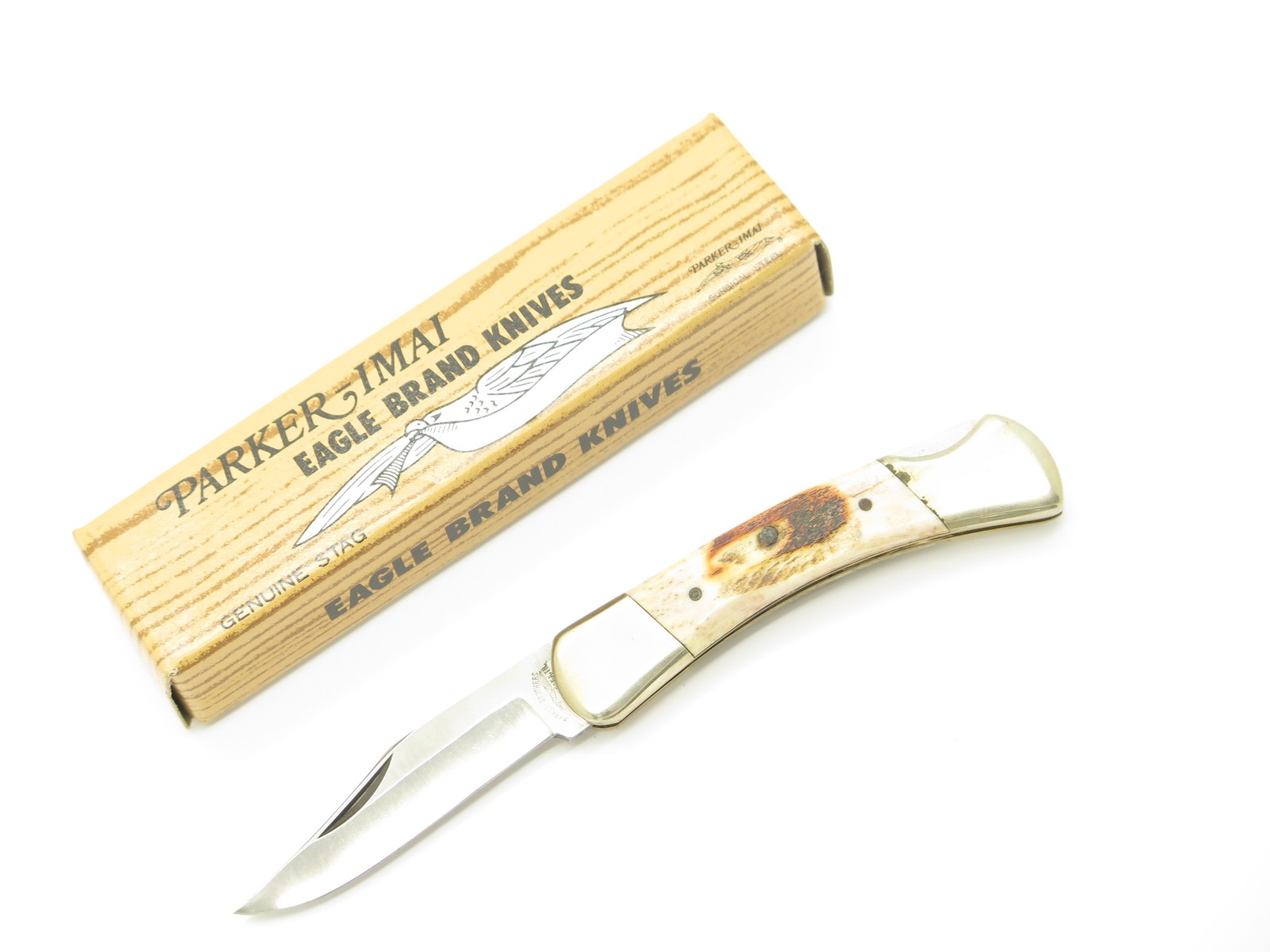Vintage 1978-82 Parker Brothers Eagle K247-B Imai Seki Japan Stag Folding Knife