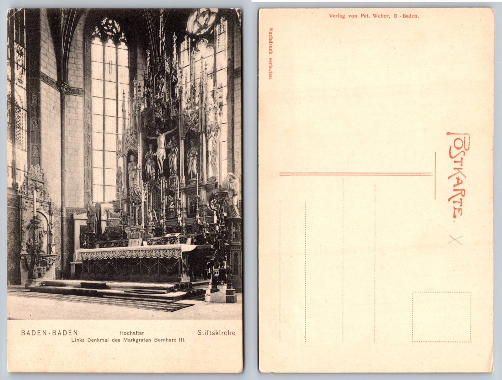 BadenBaden Hochaltar Stiftskirche Postcard