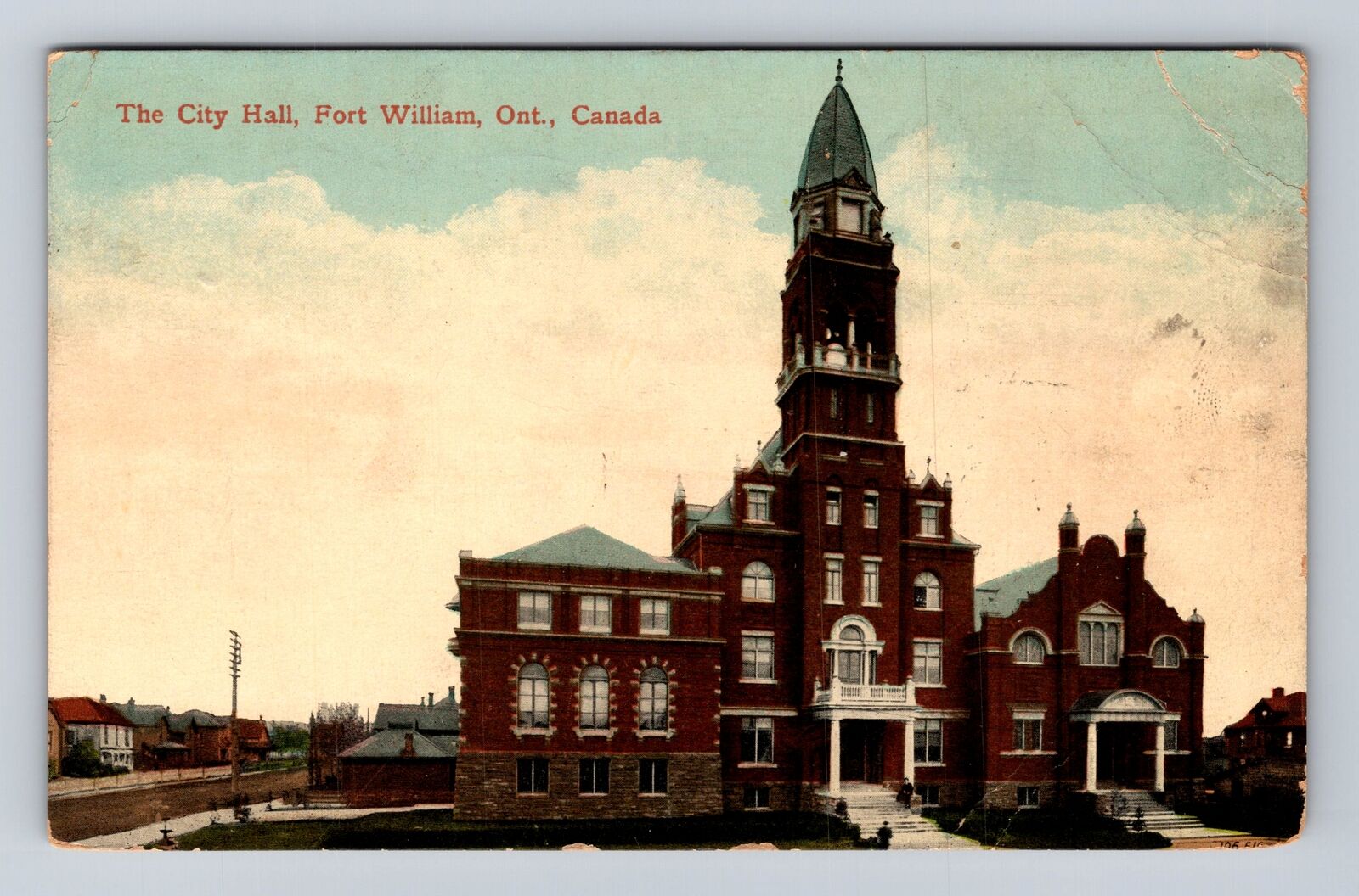 Fort William ON-Ontario Canada, The City Hall, Antique, Vintage Postcard