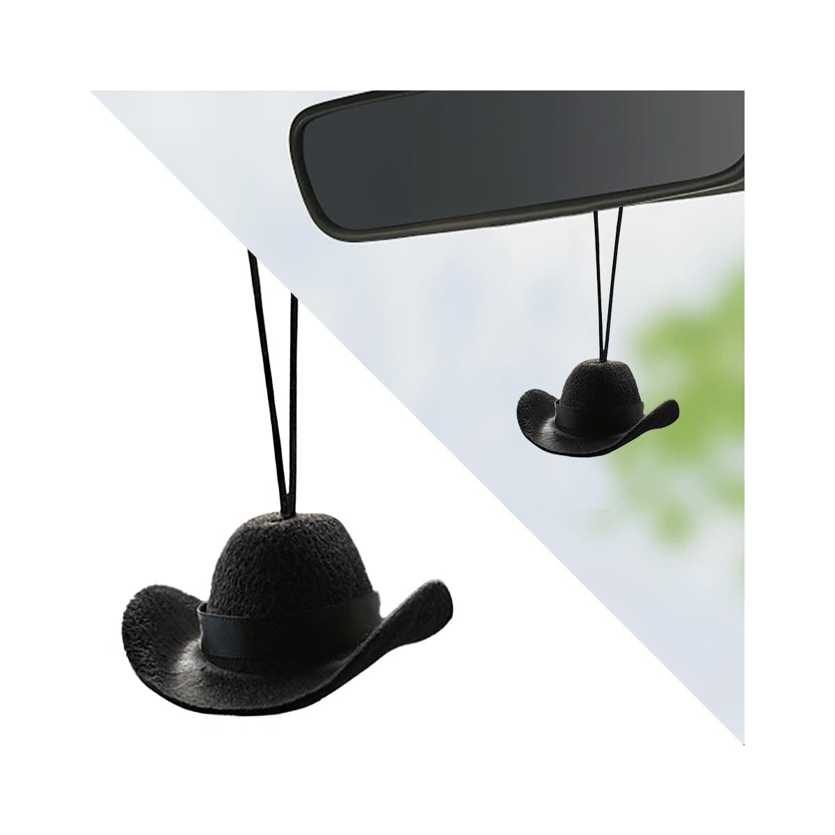 Cowboy Hat Car Hanging Ornament, Mini Western Cowboy Hat Vehicle Rear View Mirro