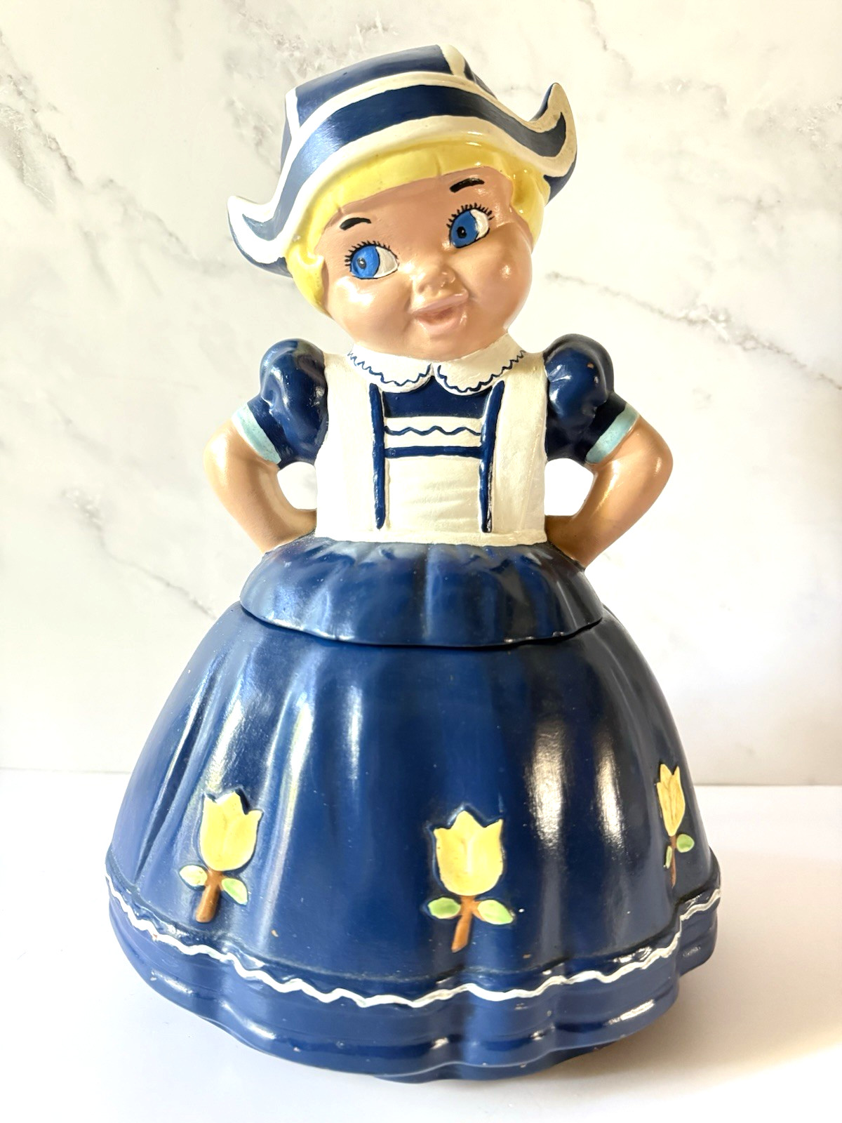 Vintage RARE Twin Winton Blue Dutch Girl Cookie Jar Cold-Painted Ceramic 13 Vintage RARE Twin Winton Blue Dutch Girl Cookie Jar Cold-Painted Ceramic 13