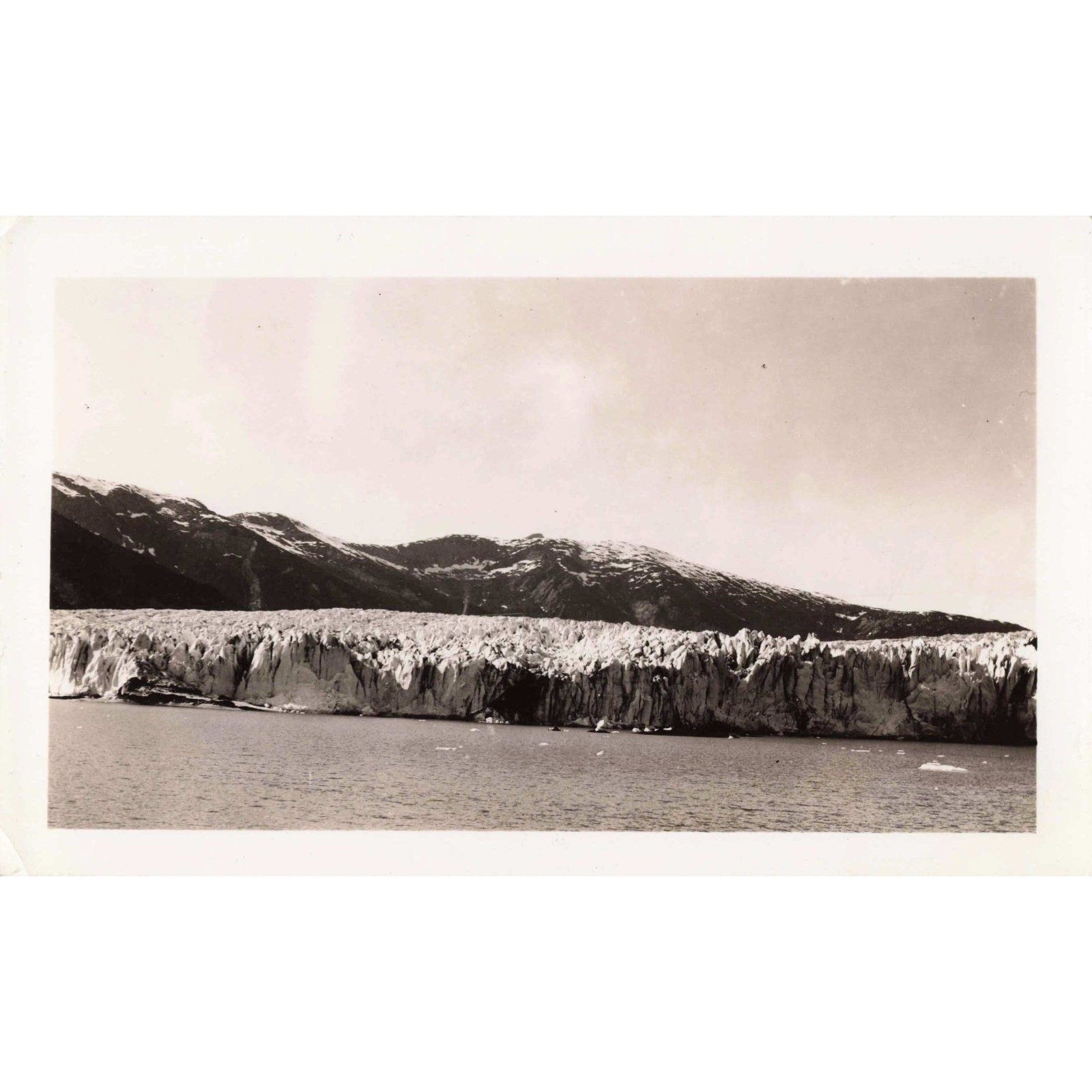 Vtg B&W Glacier Photo Alaska Mountain Landscape A18 Stamp Snapshot
