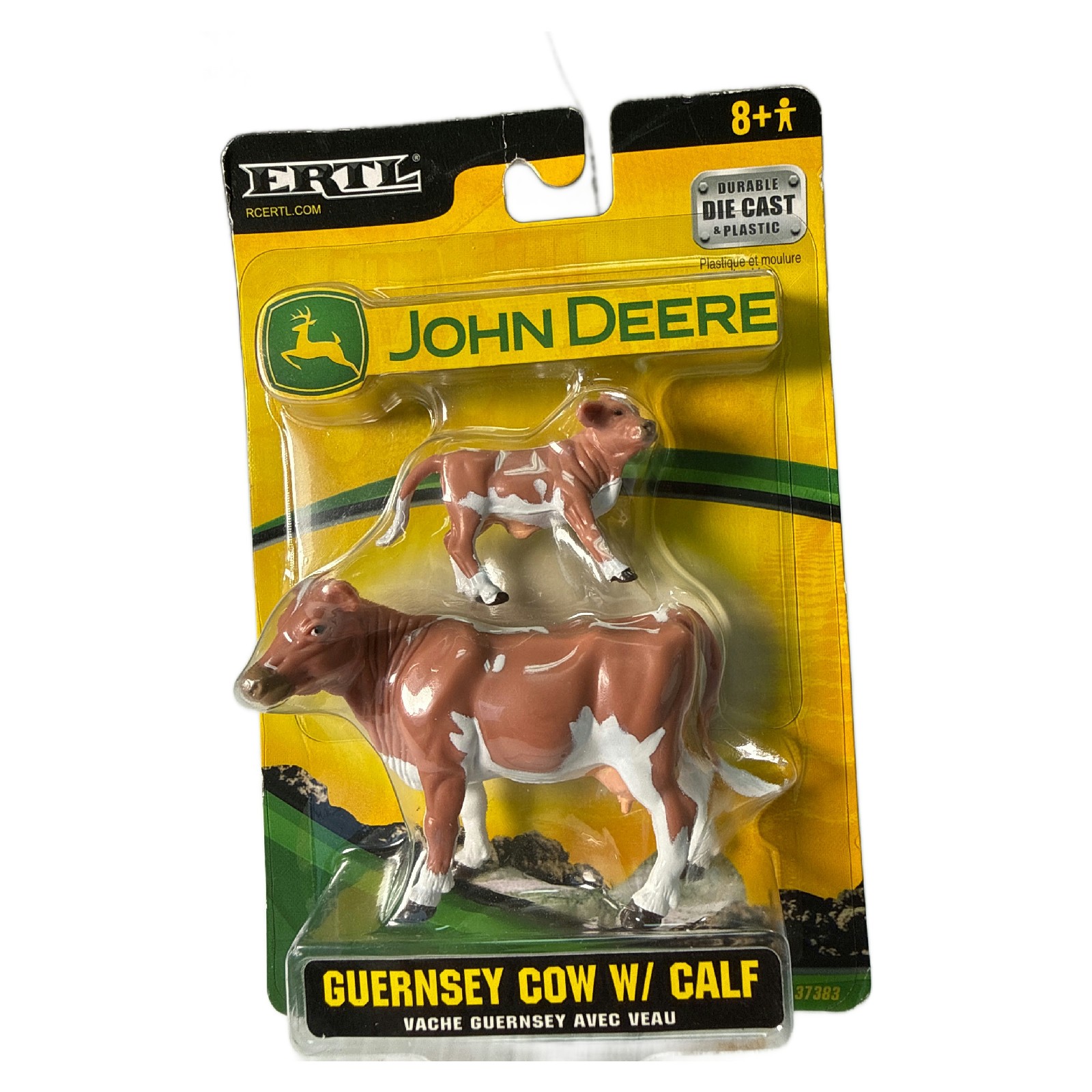 Ertl John Deere Guernsey Cow with Calf Figures #37383 NOS 2005 Sealed on Card