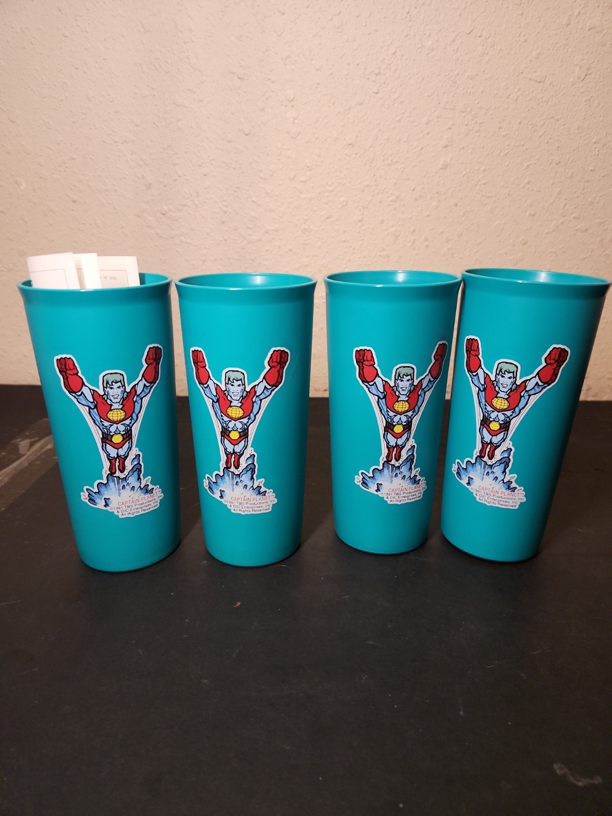 Vintage 1991 Tupperware Captain Planet Cups (Set Of 4) New NOS Retro