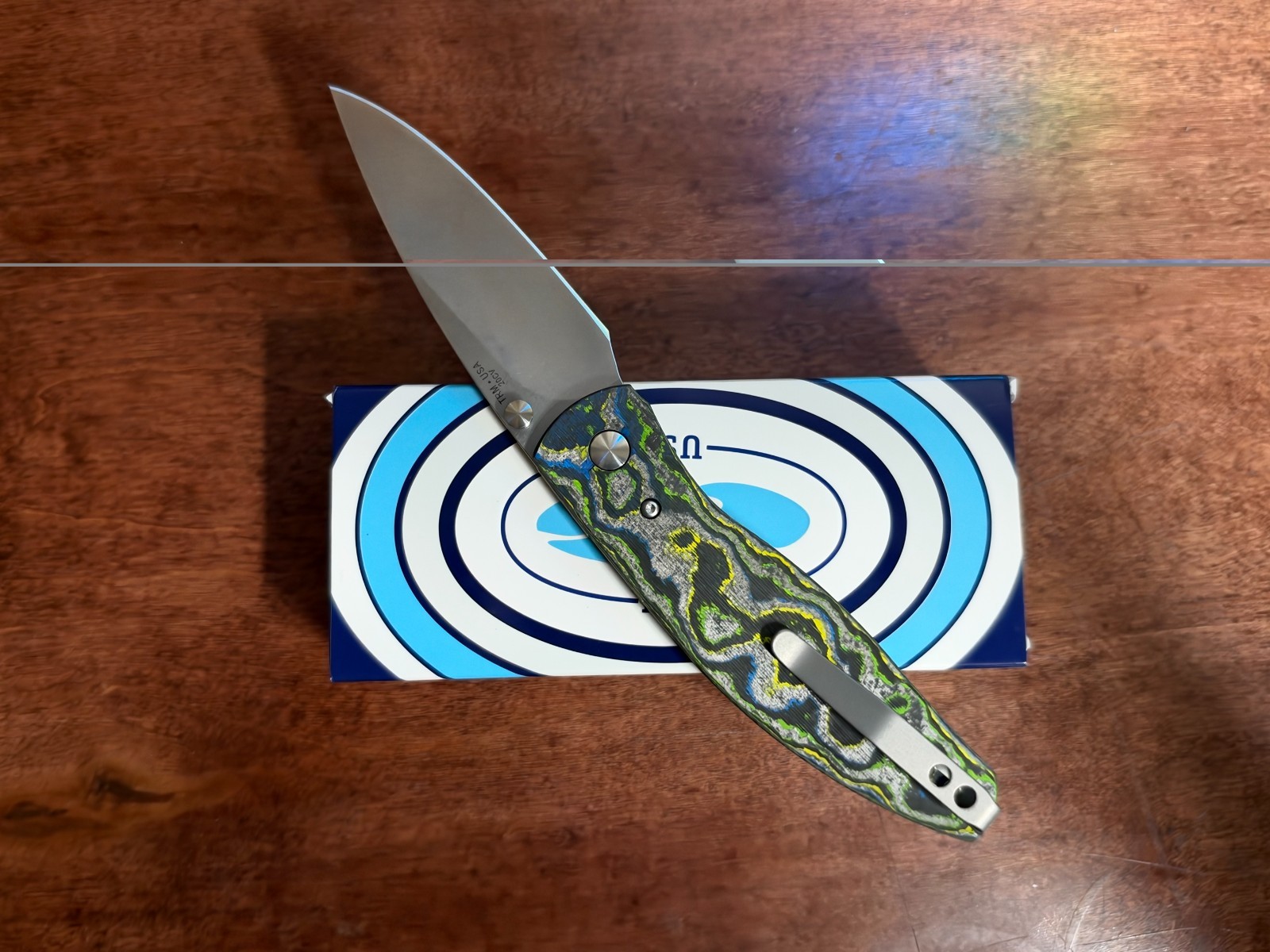 TRM Atom Liner Lock Gecko Camo Carbon 3D Contoured Scales Stonewashed 20CV Blade TRM Atom Liner Lock Gecko Camo Carbon 3D Contoured Scales Stonewashed 20CV Blade