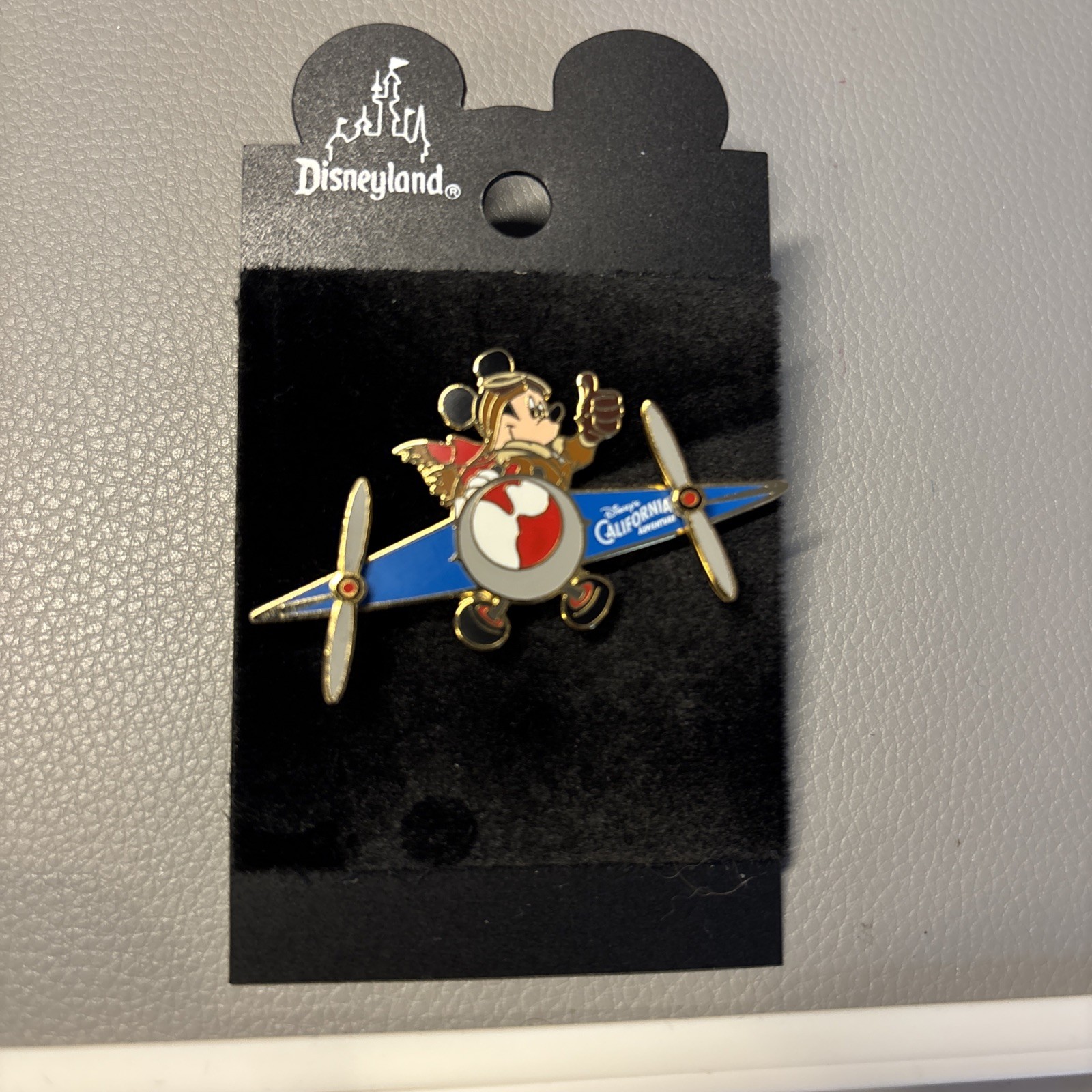 2001 Disney's California Adventure Mickey Flying a Plane Spinning Propellers Pin