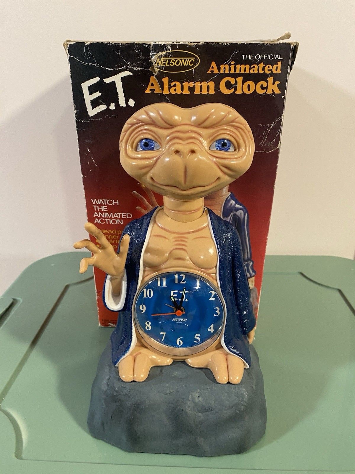 Nelsonic E.T. The Extra-Terrestrial Alarm Clock 1982 Vintage CIB READ