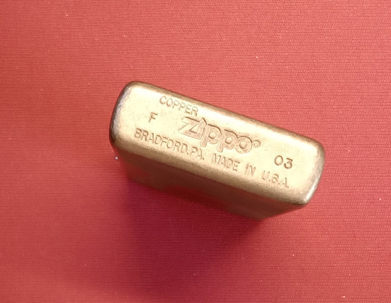 Zippo Lighter 2003 Solid Copper Nice Two-Sided Design