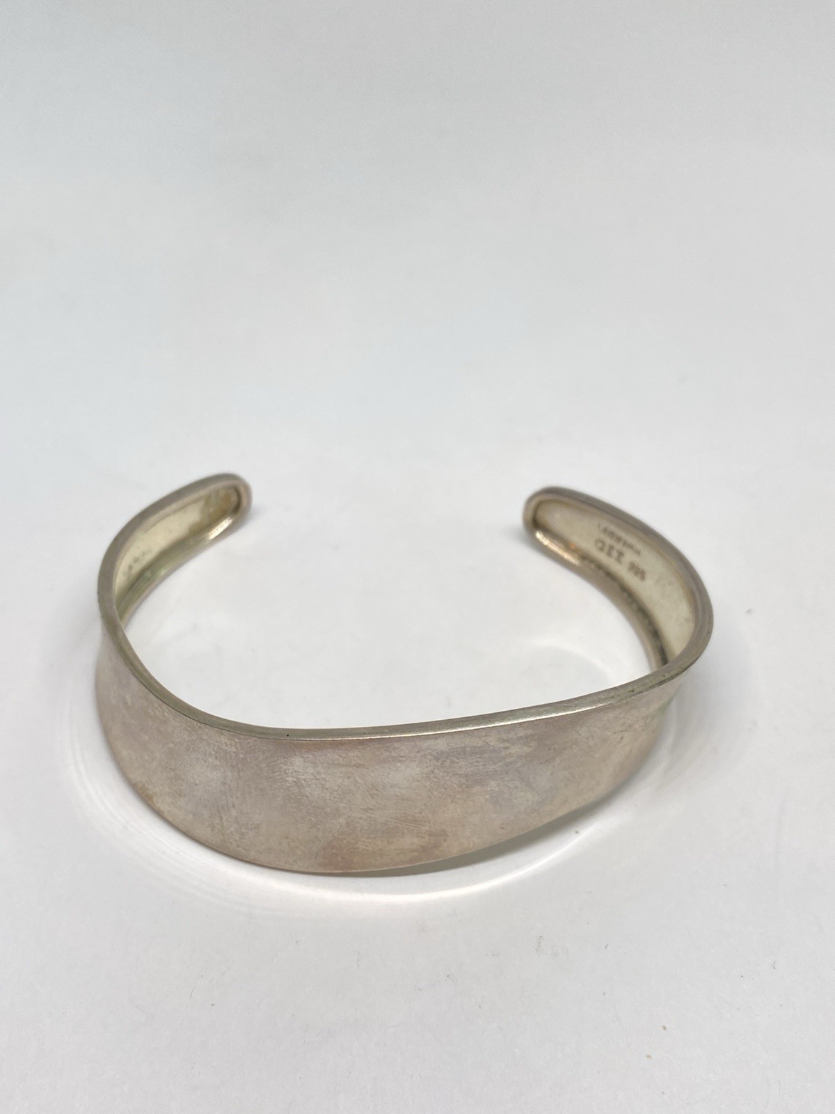 16g STERLING SILVER ABSTRACT WAVE MODERNIST BANGLE CUFF BRACELET STAMPED 925