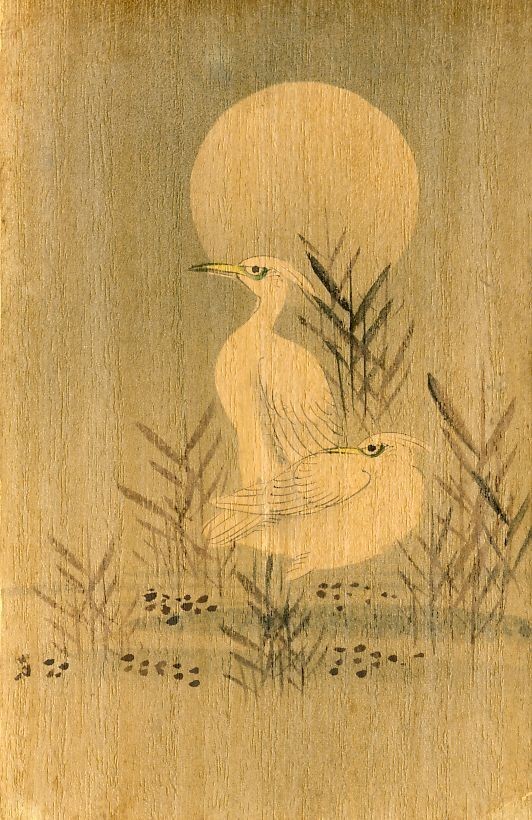 CPA Japan fantasy hand-painted wood grain Heron (12244)