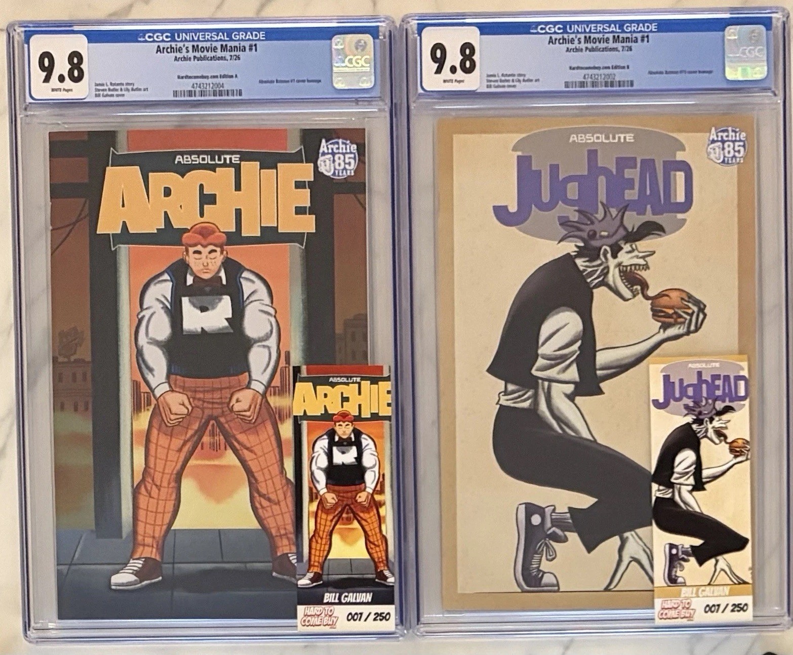 ABSOLUTE ARCHIE/JUGHEAD #1 BATMAN HOMAGE MOVIE MANIA BILL GALVAN LTD 250 CGC 9.8