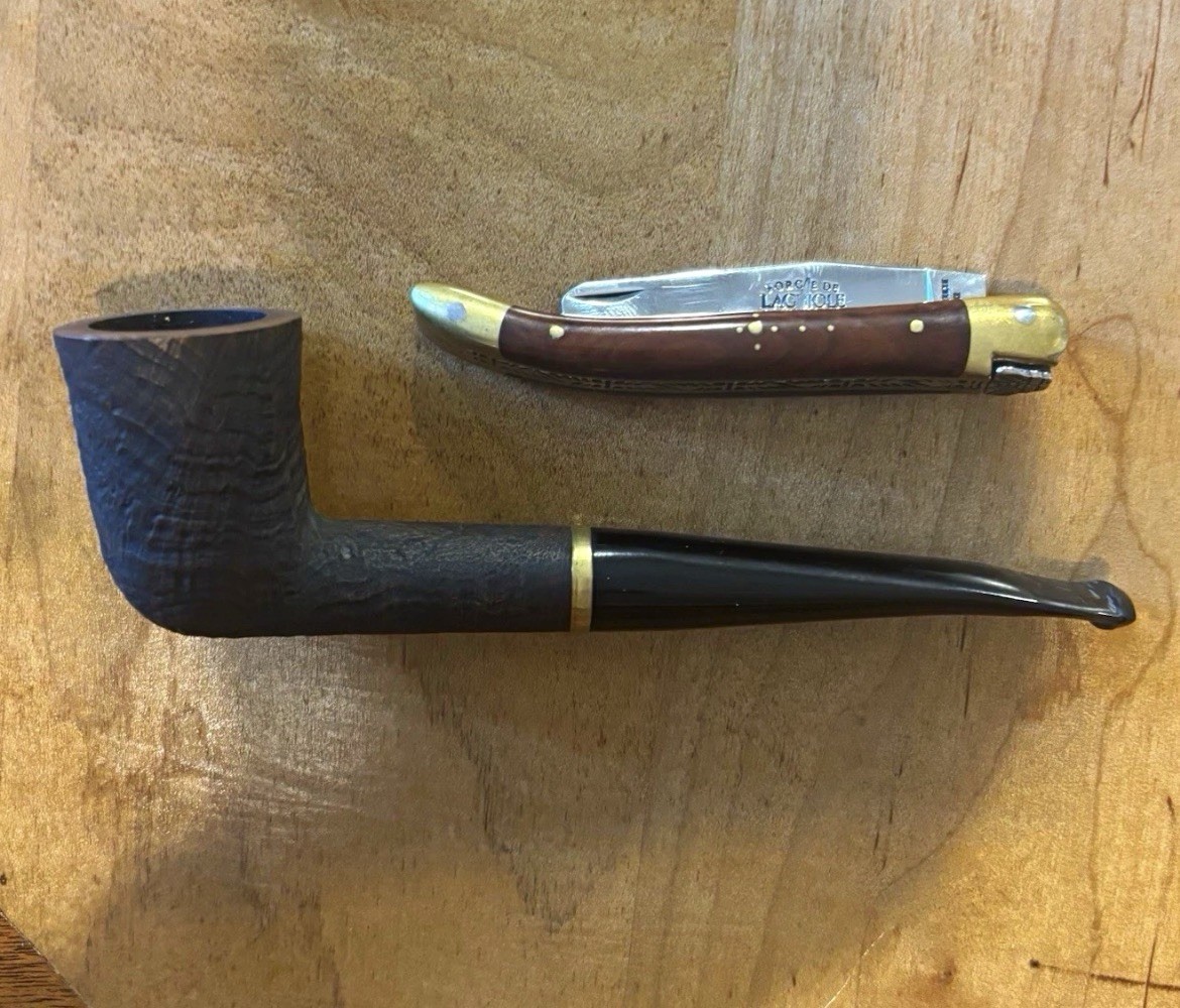 Forge De Laguiole Briar Wood KNIFE France and Rusticated Dublin Briar Pipe LOT