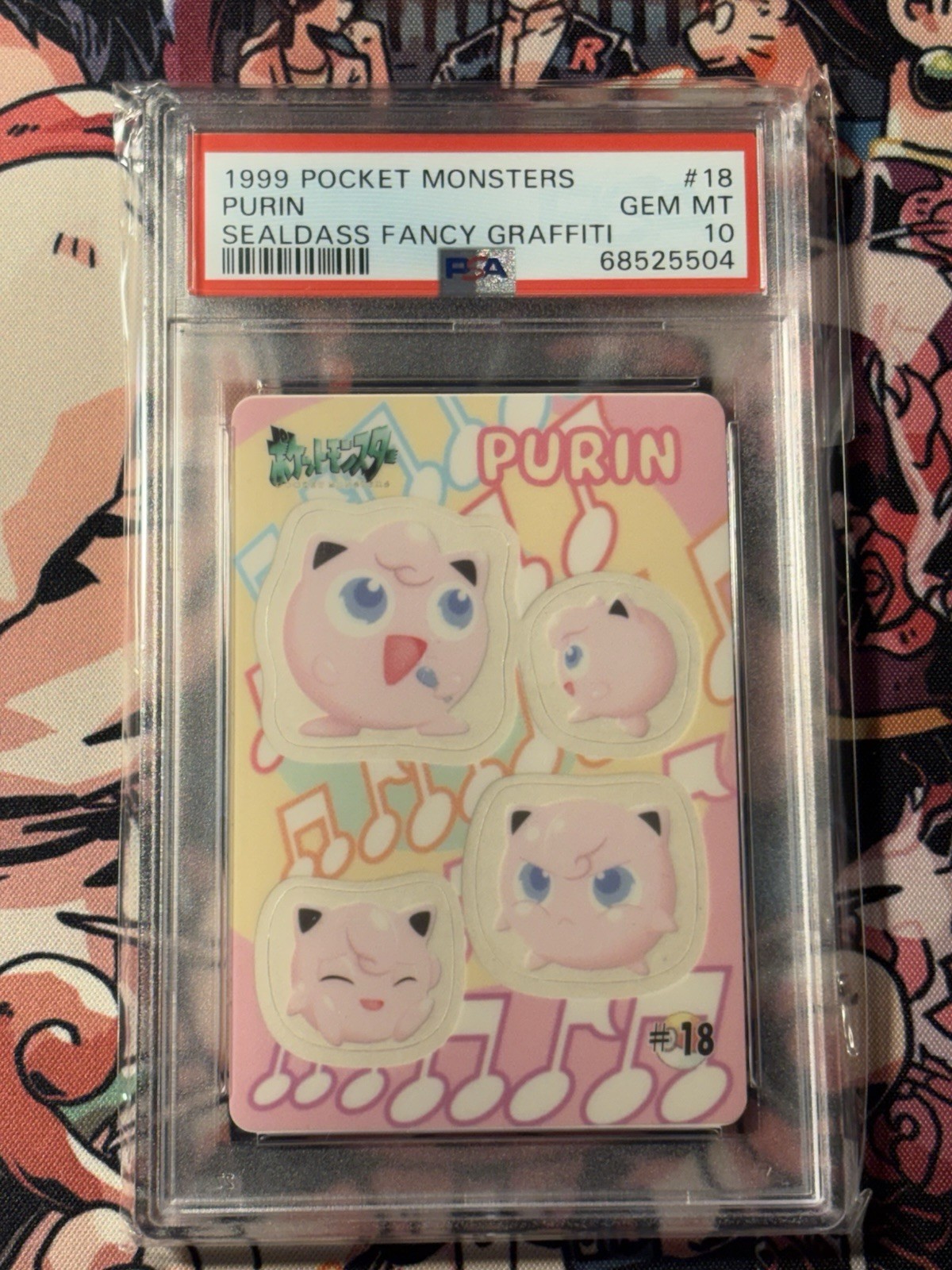 Bandai 1999 Pocket Monsters Purin Jigglypuff SealDass Fancy Graffiti #18 PSA 10