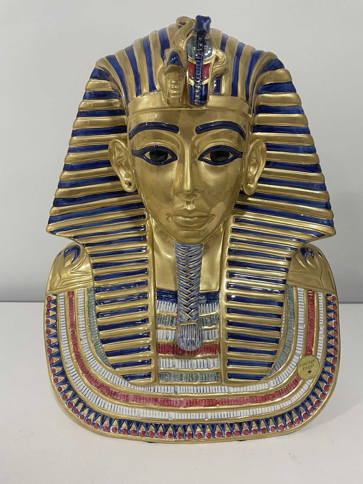 Large Vintage Italian Bust of King Tutankhamun by Eduardo Tasca 15” x 12” x 9”