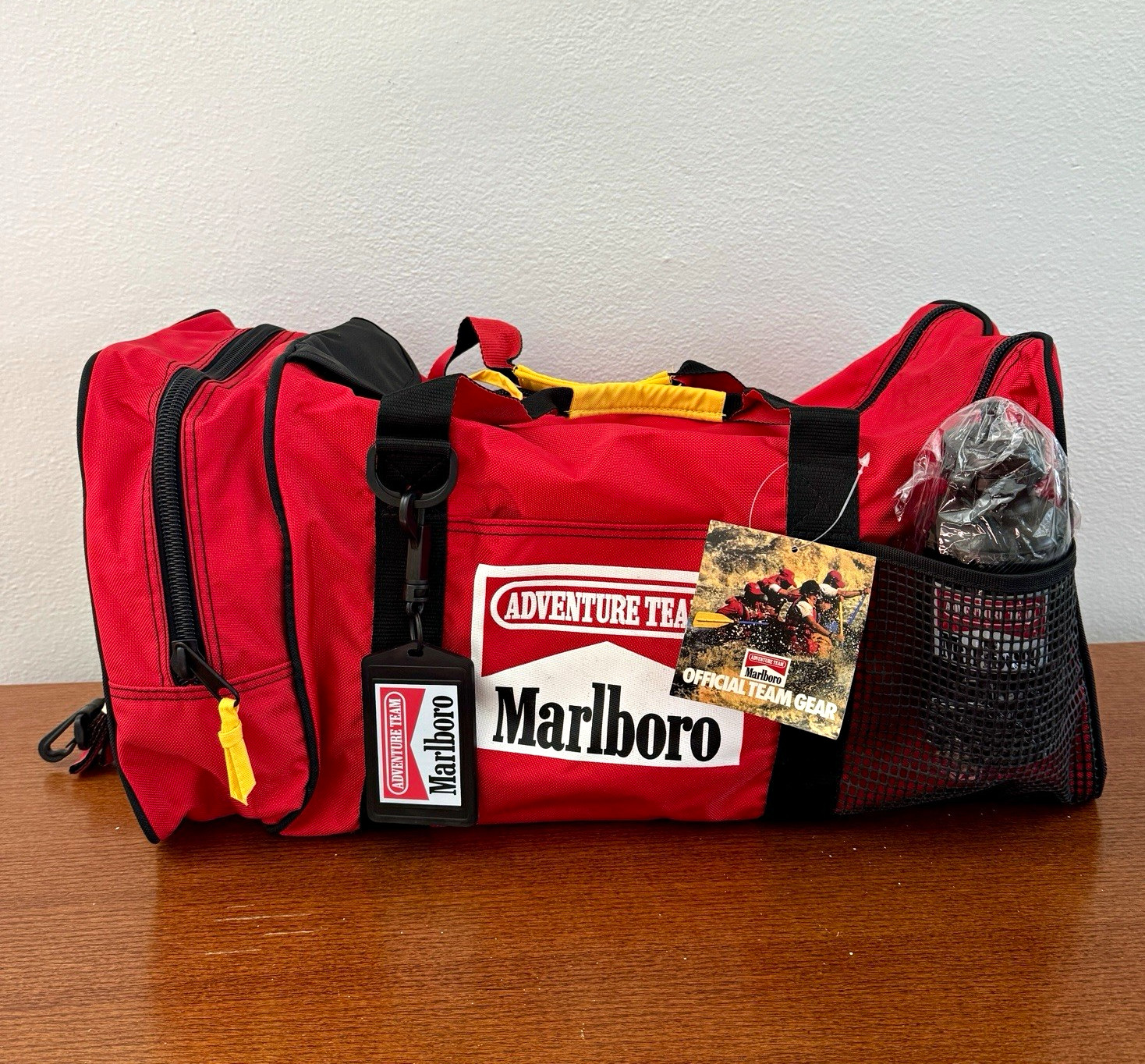NWT Marlboro Adventure Team Official Gear Red Duffle Bag & Water Bottle 1992 NWT Marlboro Adventure Team Official Gear Red Duffle Bag & Water Bottle 1992