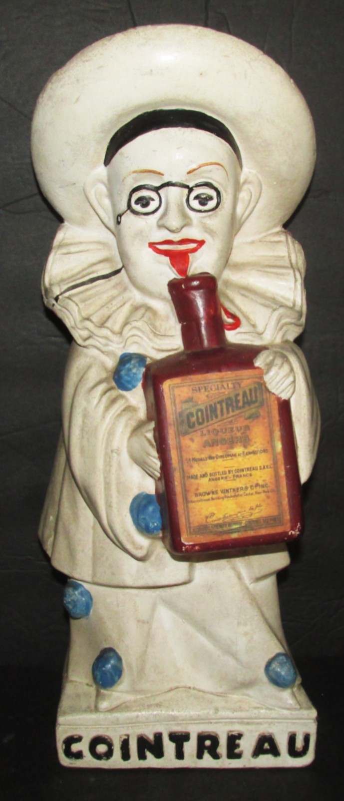 Cointreau French Liqueur Plaster Counter Top Back Bar Display Clown w Bottle