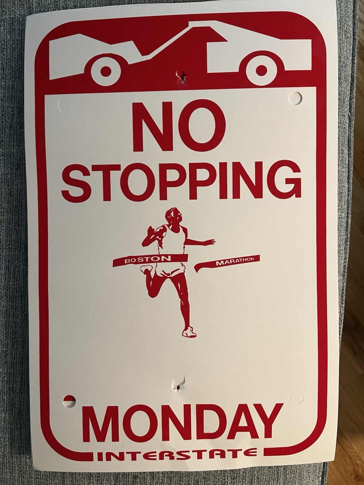 Boston Marathon No Parking Monday 12”X18” Paper Coated Street Sign (2026)