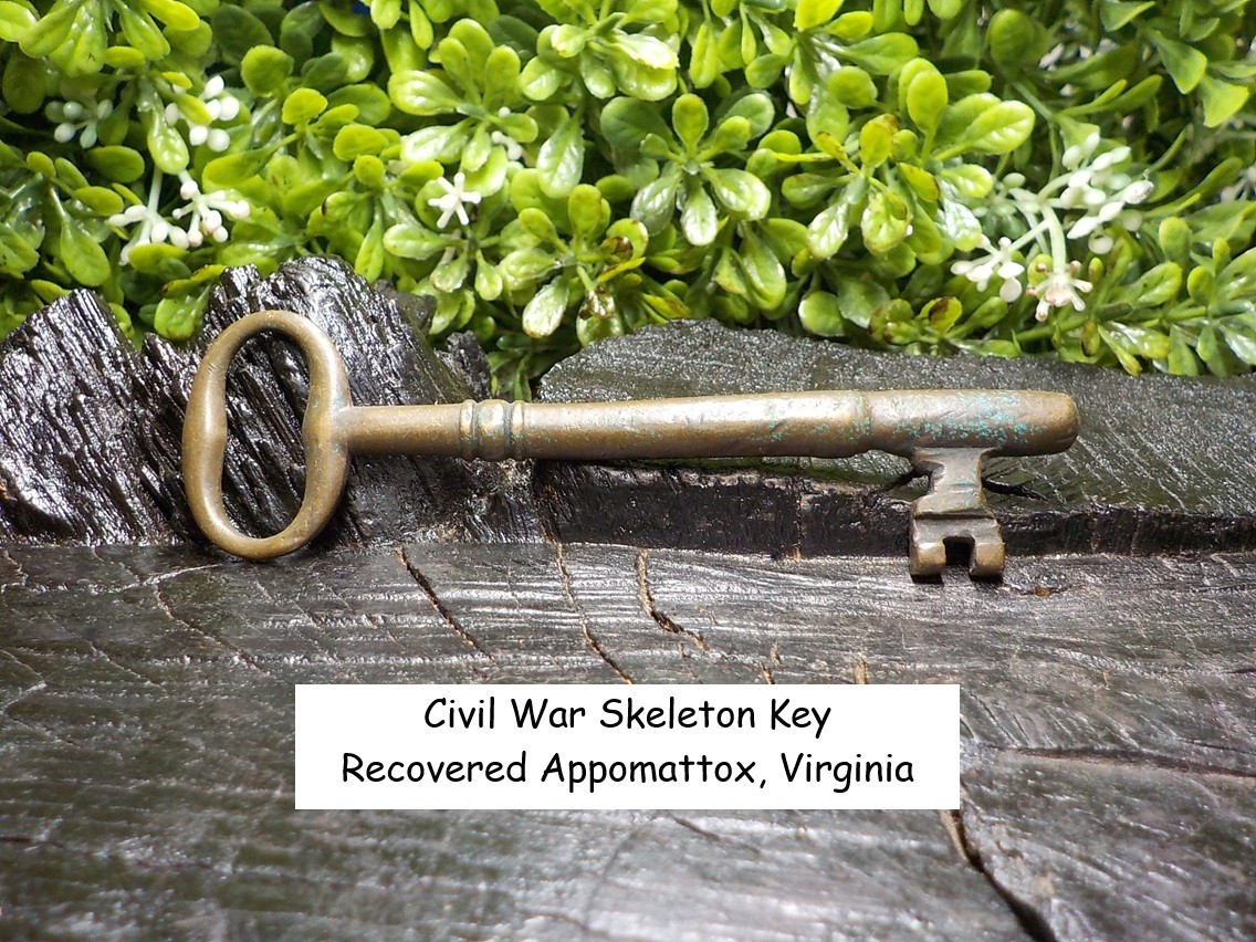 Old Rare Vintage Antique Civil War Relic Brass Skeleton Key Appomattox, Virginia Old Rare Vintage Antique Civil War Relic Brass Skeleton Key Appomattox, Virginia
