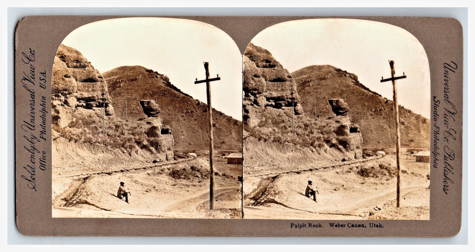 Pacific Railroad Stereoview Pulpit Rock Echo Weber Canon Utah Pacific Railroad Stereoview Pulpit Rock Echo Weber Canon Utah
