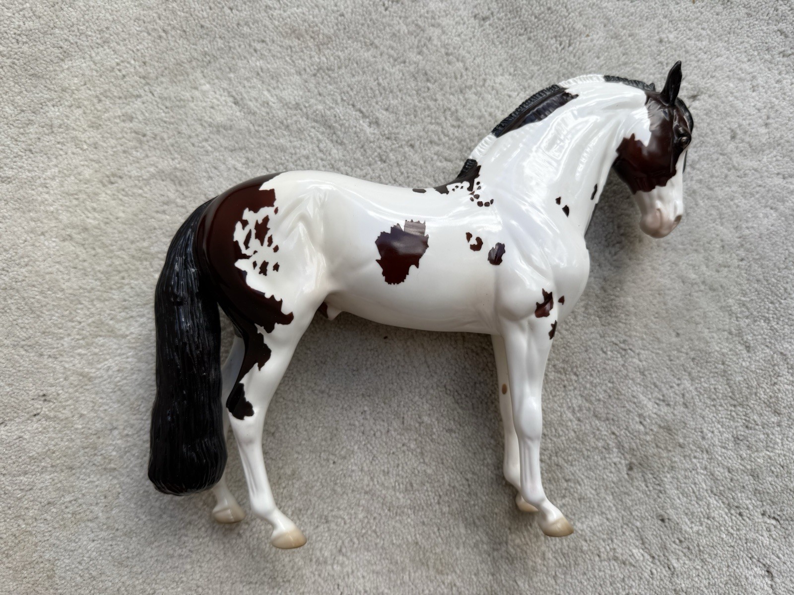 RARE Peter Stone Horse “Night Stalker” Glossy OOAK  Roached Bay Pinto Andalusian
