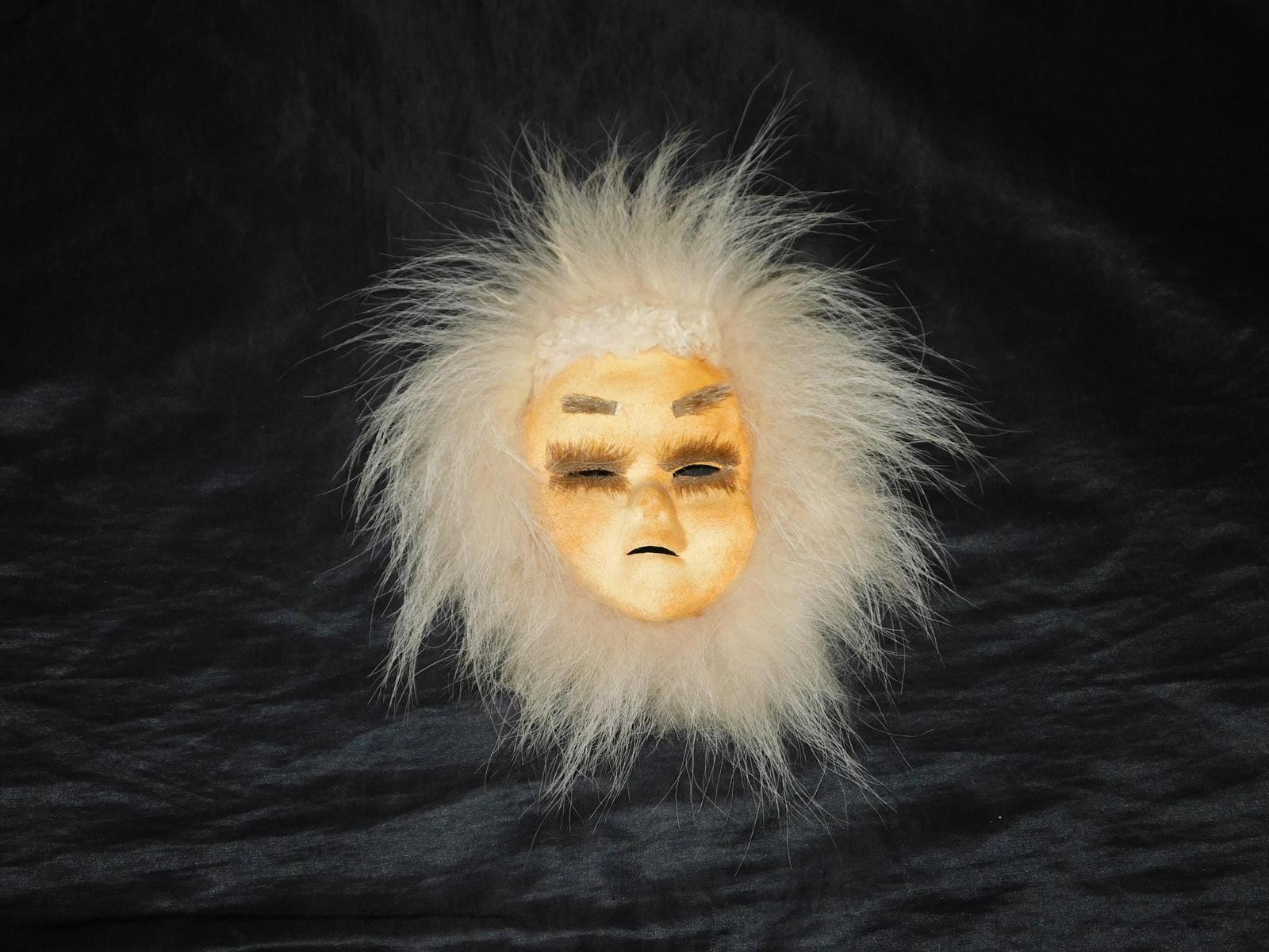 Alaska Native Eskimo Child Face Mask Anaktuvuk Caribou Hide Beaver Fur Inuit Art