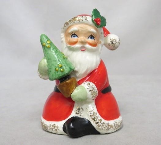 Vintage Lefton 1956 Christmas SANTA CLAUS Tree BELL Figurine Ceramic RARE HH119
