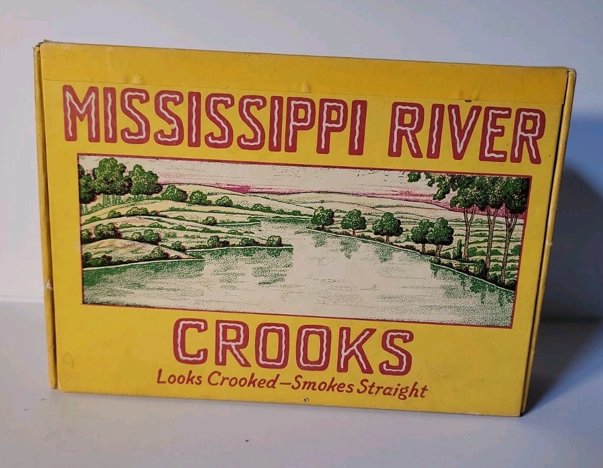 Vintage Crooks Tobacco Box - Mississippi River - Looks Crooked Smokes Straight