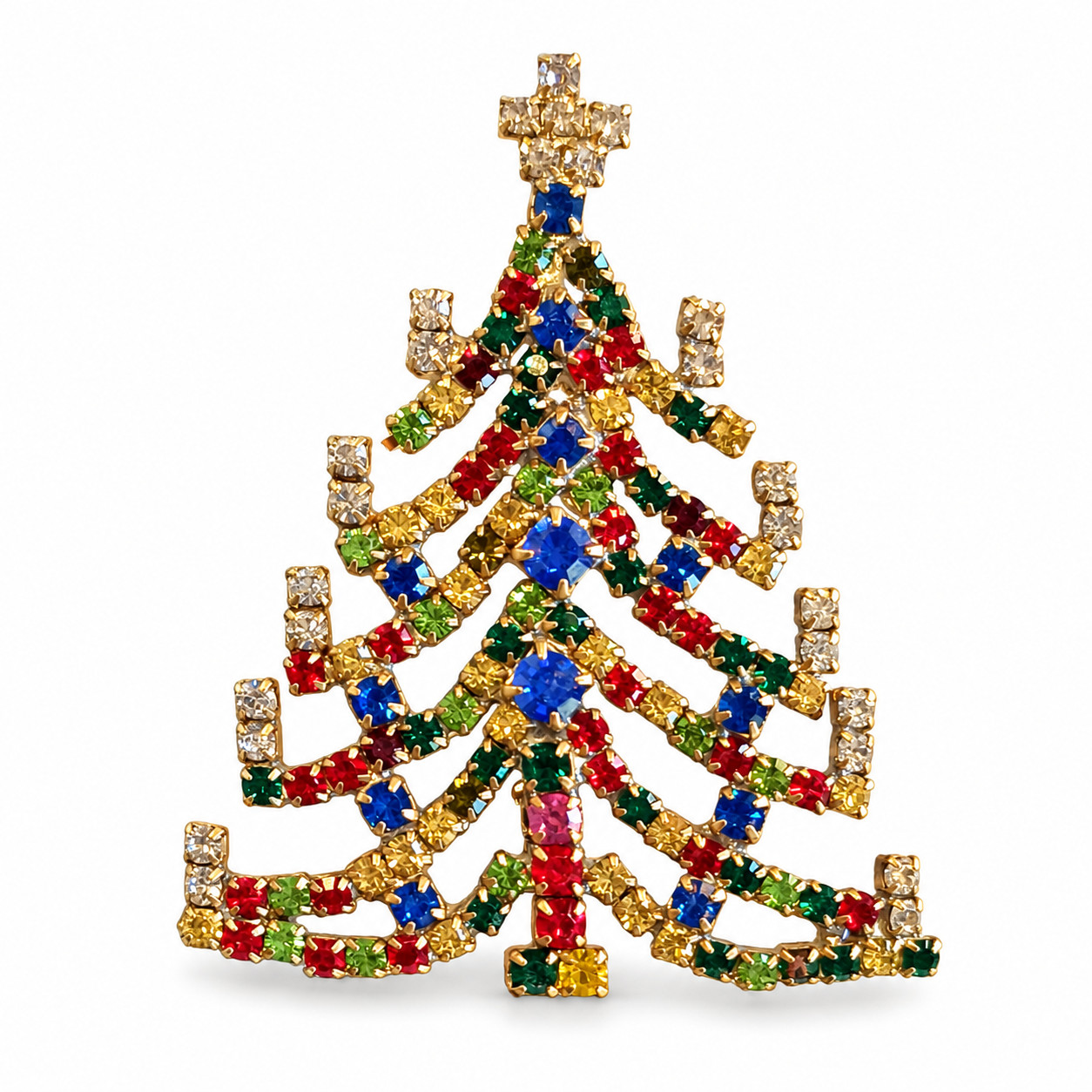 Czech Rhinestone Christmas Tree Brooch / Pin - Czech Rhinestone Christmas Tree Brooch / Pin -