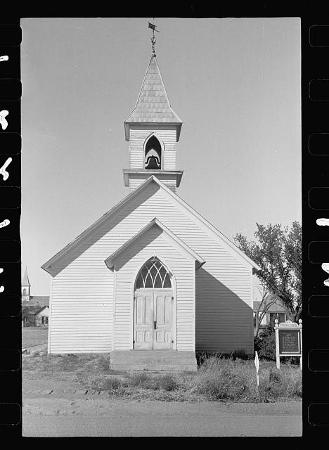 Photo:Gilead Nebraska Church 1900s White Steeple Front View