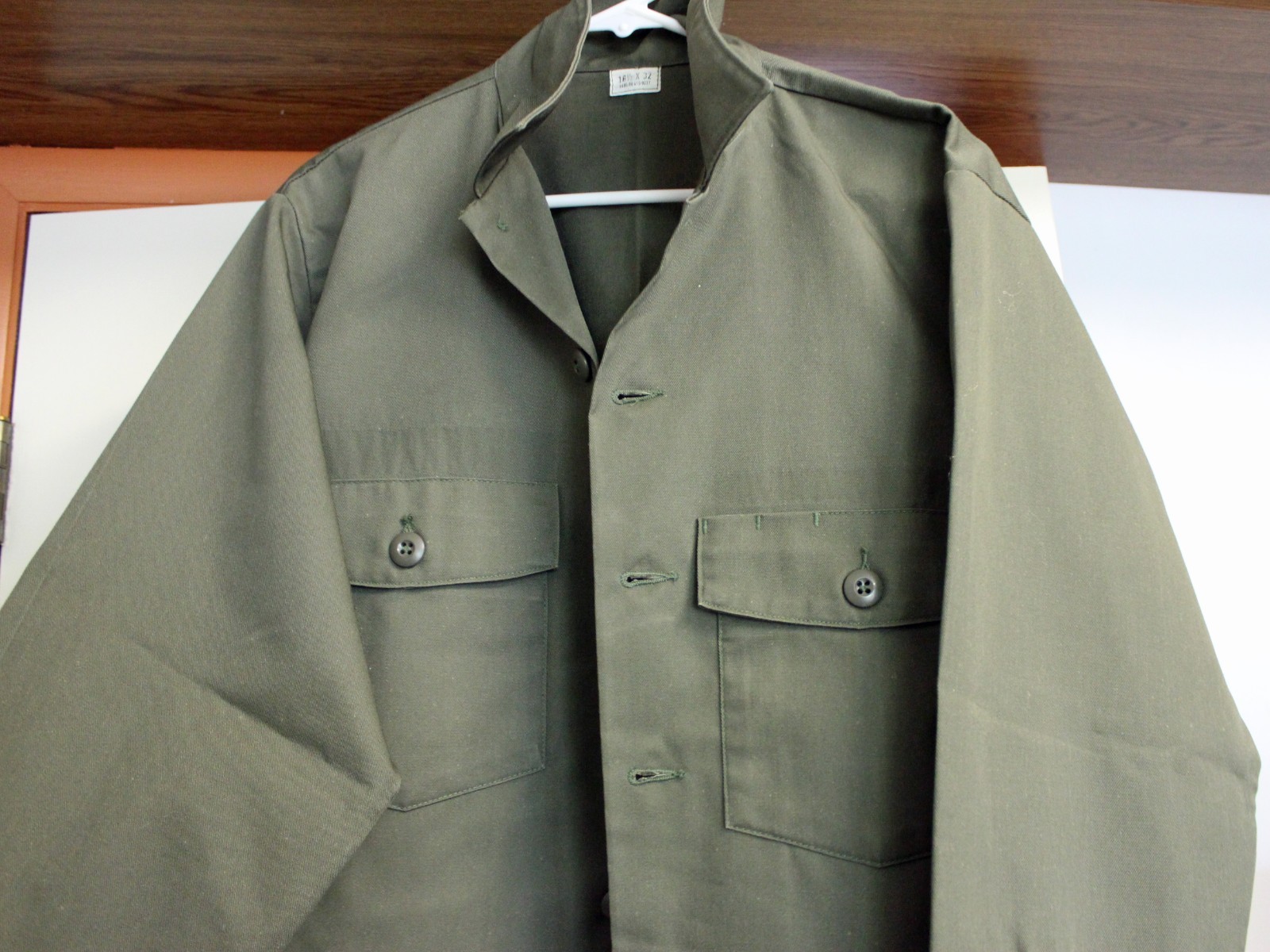 1970s/1980s Olive Green Military Army Air Force Blouse Vietnam Era 16 1/2 x 32
