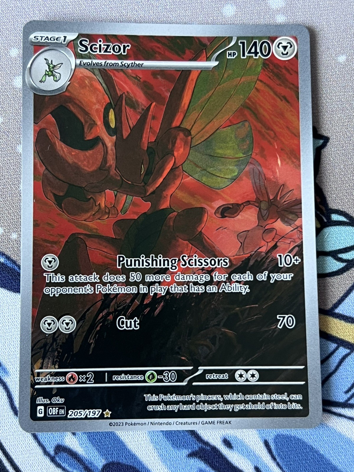 Pokémon TCG Scizor 205/197 Obsidian Flames Illustration Rare Full Art Holo