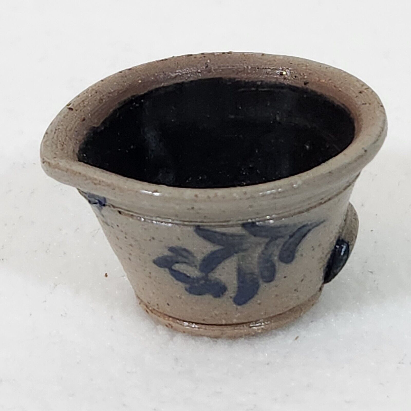 Vintage 1991 Rowe Pottery Works Miniature Salt Glaze Batter Bowl Floral Folk Art
