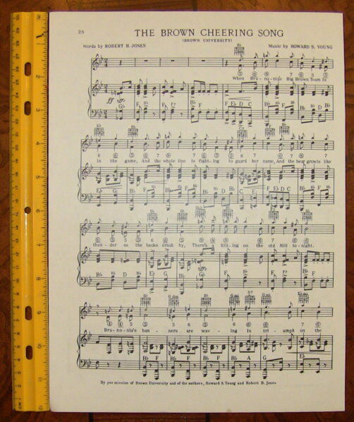 BROWN UNIVERSITY Song Sheet c1938 \