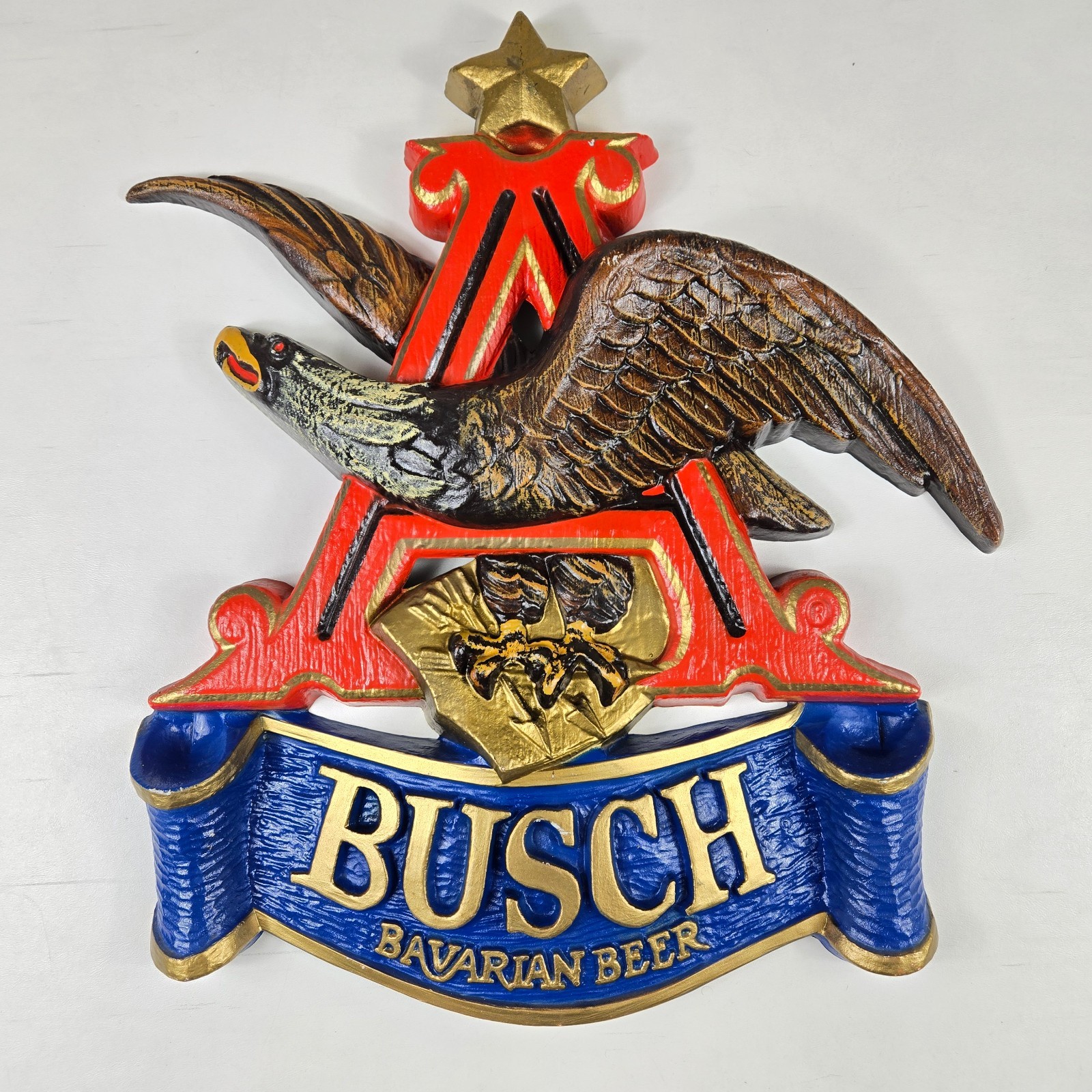 Anheuser Busch Bavarian Beer 3D Sign Flying Eagle Over A Logo Vintage 1970s Hang