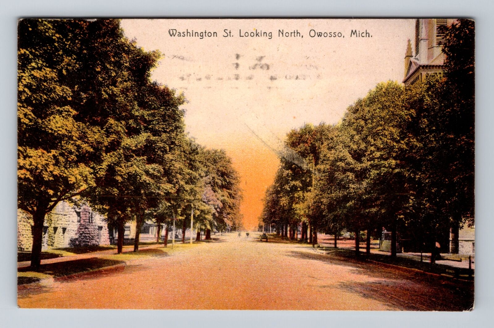 Owosso MI-Michigan, Washington St Looking North, Vintage c1909 Postcard