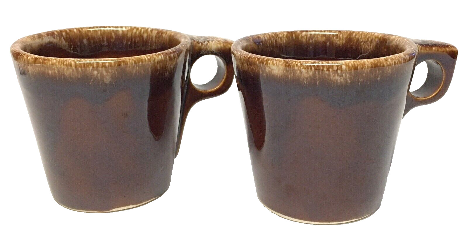 Vintage Hull USA Brown Drip Glaze Pottery Mugs Mid Century Modern Retro Set of 2