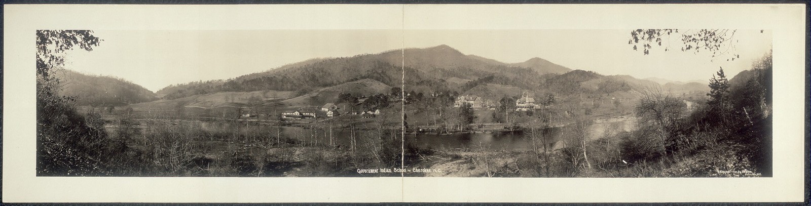 Cherokee North Carolina 1909 Government Indian School Panoramic Photograph