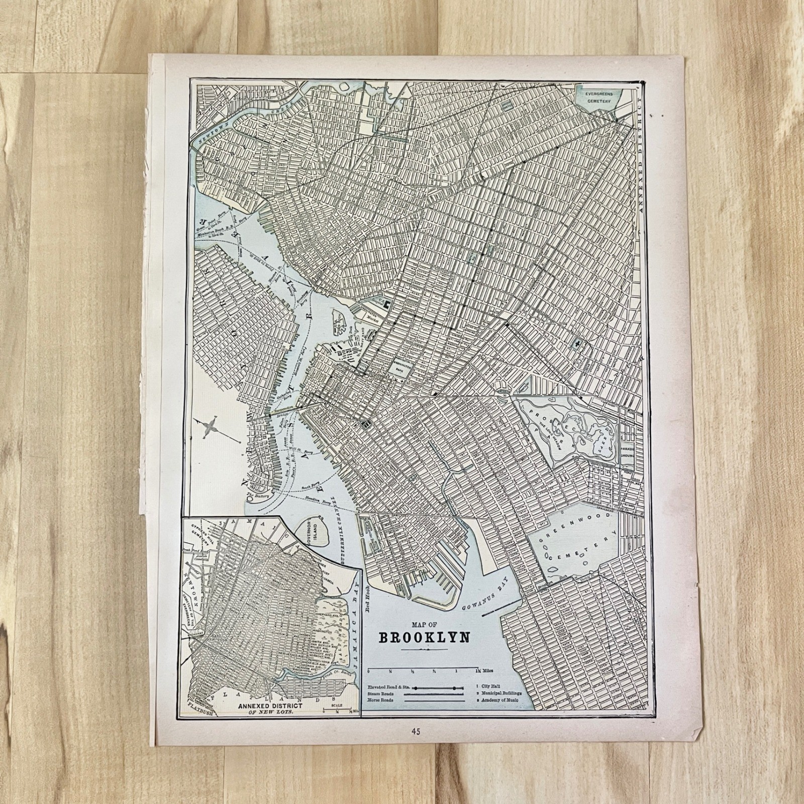 Antique Map of Brooklyn 1893 Wall Decor New York Americana Historical Heritage