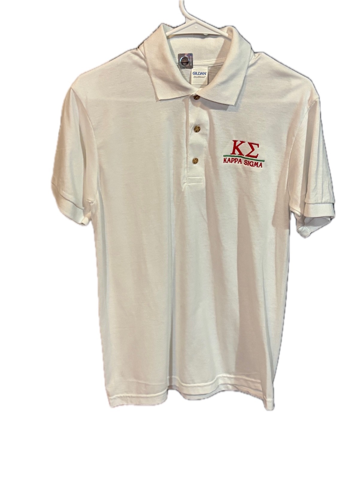 Kappa Sigma Fraternity Polo Shirt-White-Size Small-New