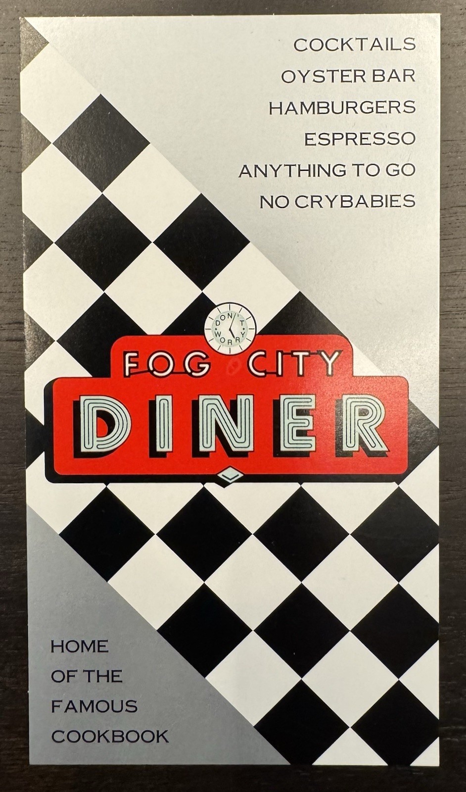 Fog City Diner Advertising Card San Francisco Fog City Diner Advertising Card San Francisco