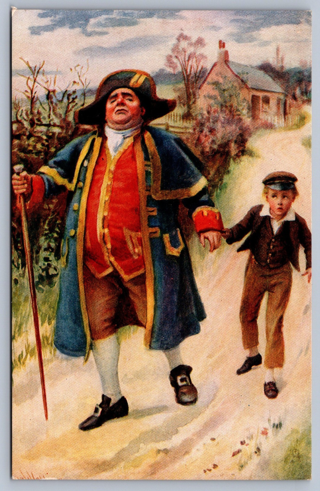 Postcard Charles Dickens Characters Mr. Bumble and Oliver Twist Tuck