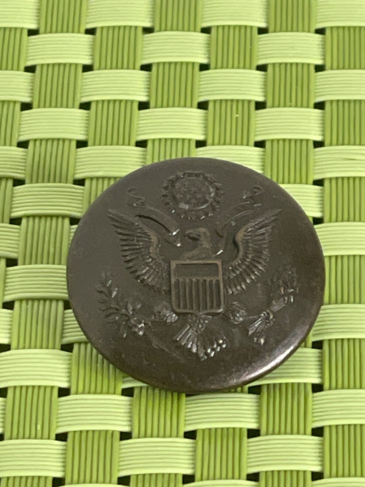 WWI US Eagle Rimless Overcoat Button C. Kenyon Co. New York  - 1 1/8\