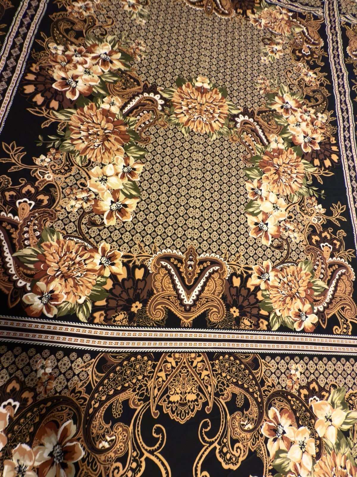 Vintage Slavic Folk Floral Fabric Material Tribal Fusion Belly Dance Scarf 5.2Yd
