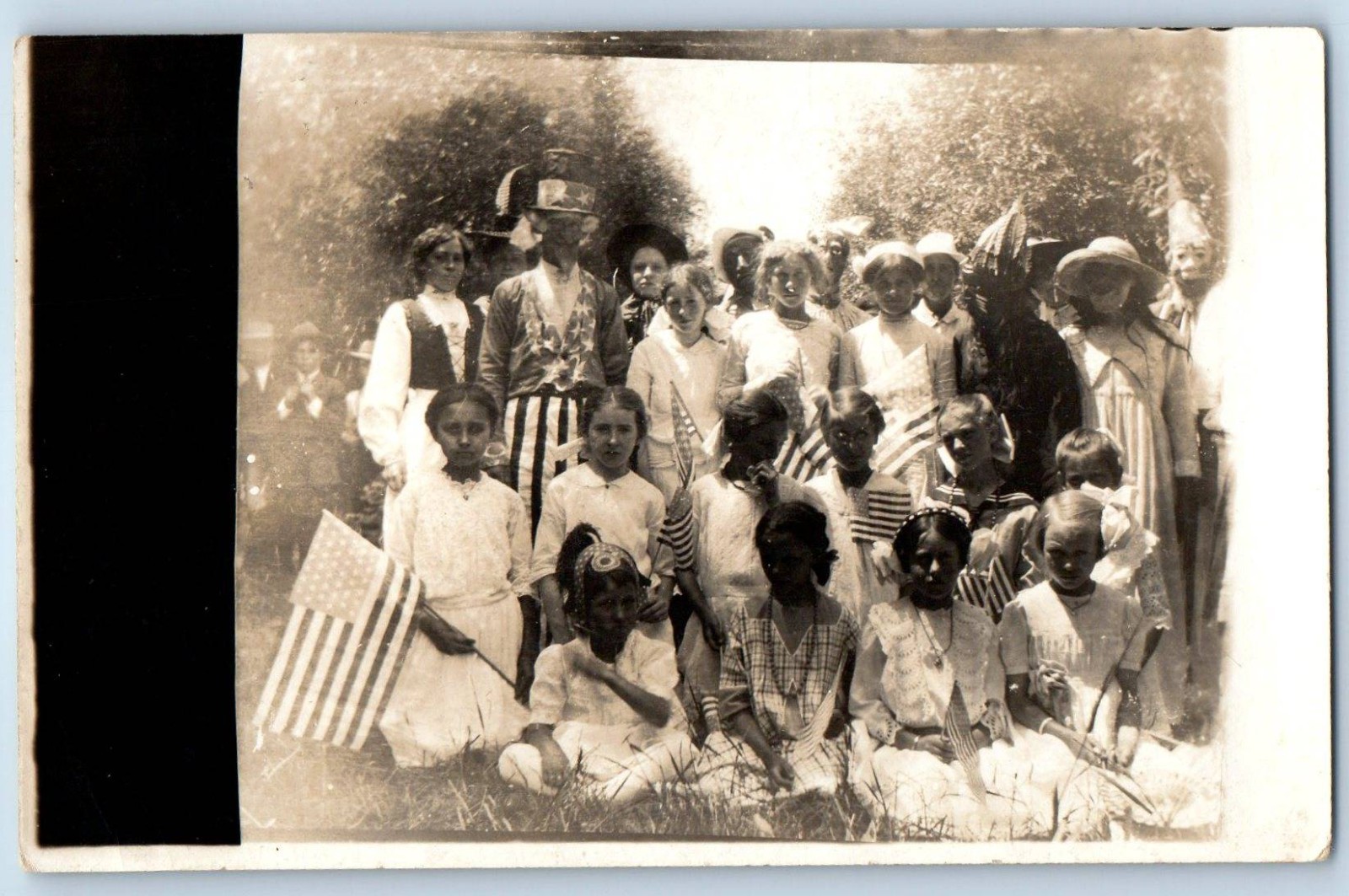 c1910\'s Fourth Of July Patriotic Uncle Sam Flags Children RPPC Photo Postcard c1910\'s Fourth Of July Patriotic Uncle Sam Flags Children RPPC Photo Postcard