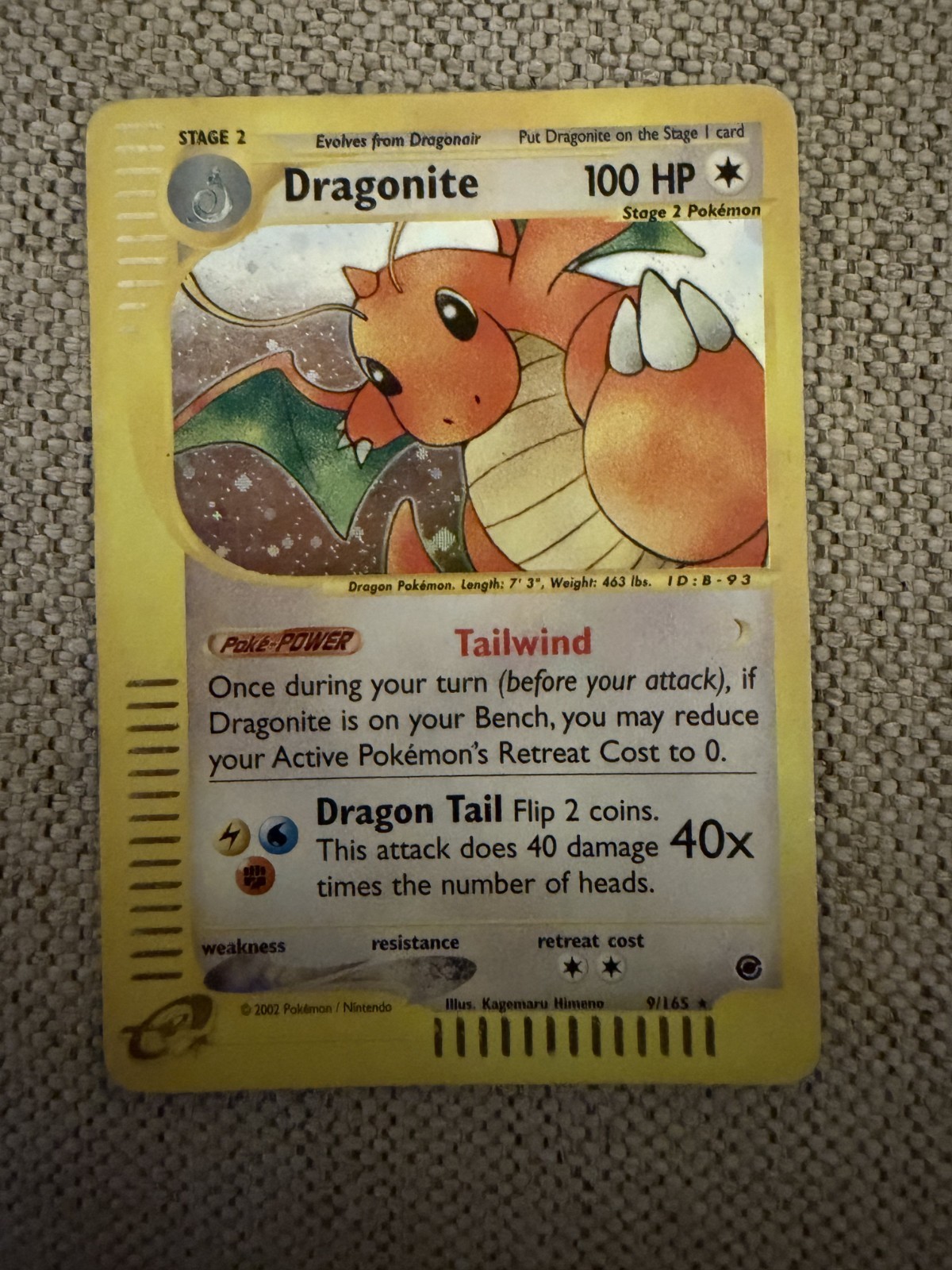 Dragonite 9/165 Expedition 2002 Holo Rare Vintage Pokemon Card