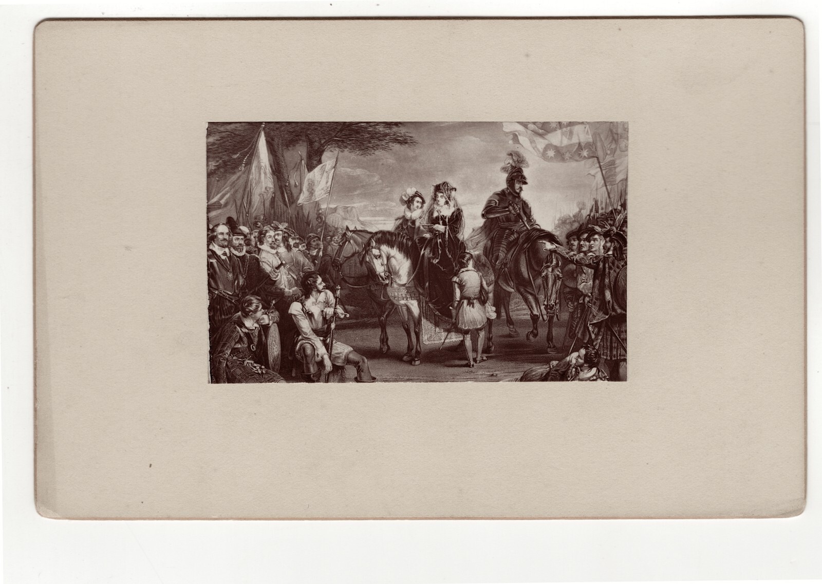 Surrender of Mary Queen of Scots Antique Cabinet Card Albumen Print 1870s