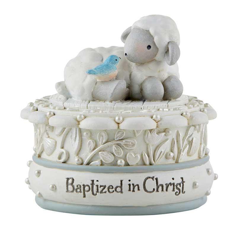 Baptized in Christ Keepsake Box Size 2.5in Dia x 3in H Perfect Baptism Gift