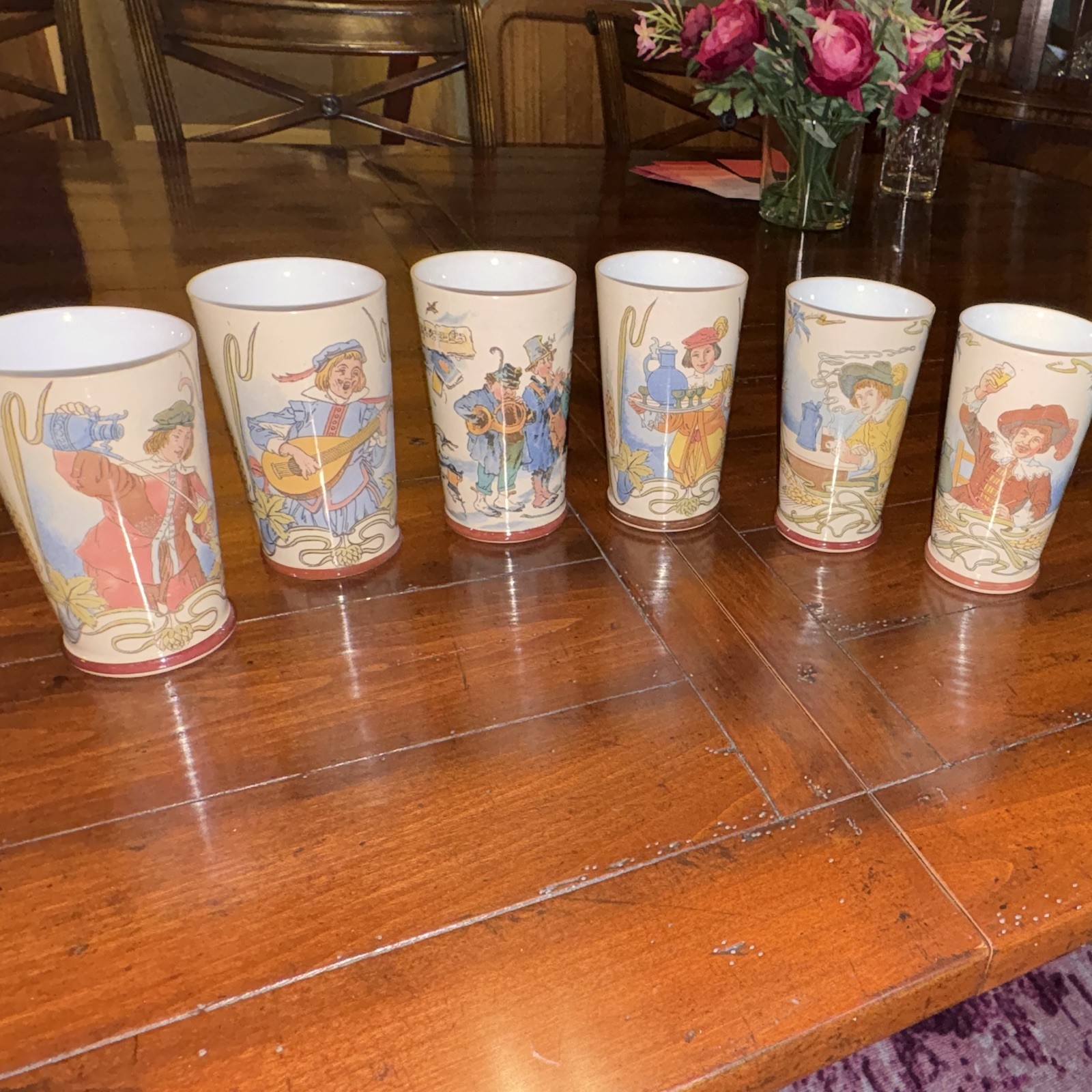 Vintage Villeroy & Boch Mettlach Geschutzt German Beer Glasses Mugs Set-6 1/4L