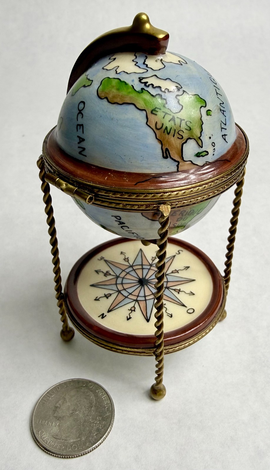 Authentic Hand Painted Limoges Parry-Viellie Bar/Globe Box